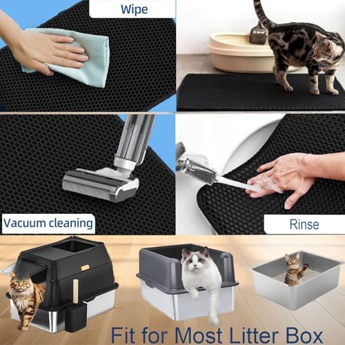 Cat Litter Mat 30"x24" Upgraded Urine-Proof Non-Slip Black - Image 4