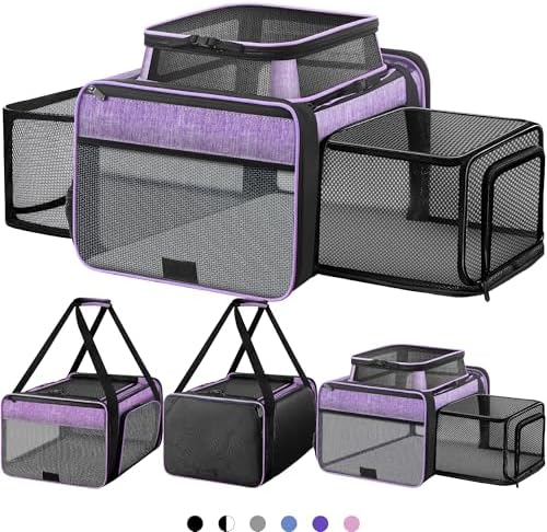 Top and 2 Sides Expandable Pet Carrier 17x11x9.5 TSA Airline Approved by SHARLOVY