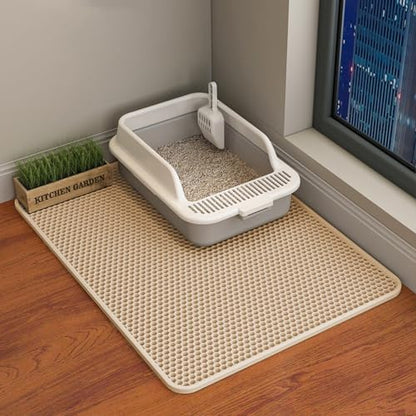 Cat Litter Mat, Double Layer Cat Litter Box Mat by HCY%26WLD