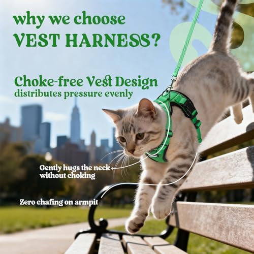 rabbitgoo Cat Harness and Leash Set, Escape Proof Vest, Grass Green - Image 3