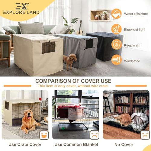 Explore Land Dog Crate Cover, 42 inches, Light Tan - Image 3