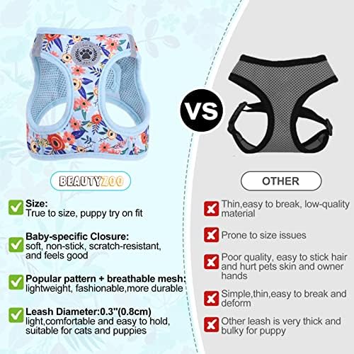BEAUTYZOO Dog Harness Medium Sized and Leash Set, No Pull Pet Vest -Floral - Image 5