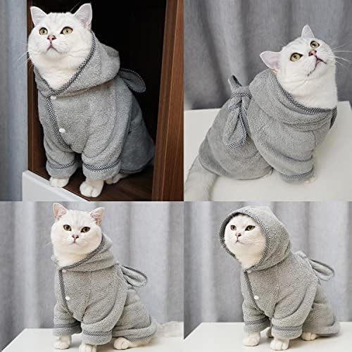 Dog Bathrobe, Microfiber Fast Drying Absorbent Hooded Bath Towel White - Image 5