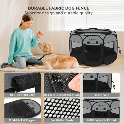 Siedihit Dark Grey Puppy Playpen - Image 6