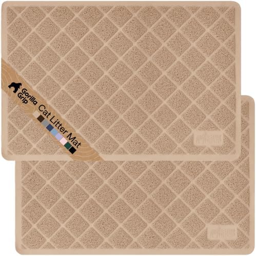 GORILLA GRIP Cat Litter Box Mat, Coiled Mesh Trapping Mats, 24x17 Beige by GorillaGrip
