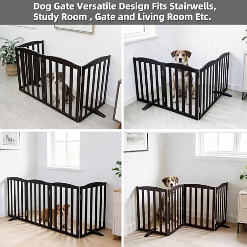 Freestanding Dog Gate Indoor, Doggie Gate Foldable Pet Gates - Image 4