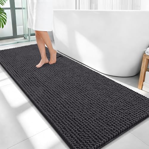 OLANLY Thick Chenille Bathroom Runner Rugs Mats 59x24, Dark Grey by OLANLY