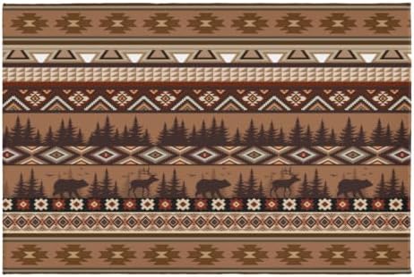 Giwawa Rustic Bear Deer Bath Rug Boho Ethnic Plush Carpet 24x35 Inch Soft by Giwawa