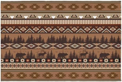Giwawa Rustic Bear Deer Bath Rug Boho Ethnic Plush Carpet 24x35 Inch Soft by Giwawa