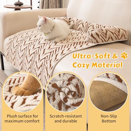 Calming Dog Bed Mats with Neck & Head Support, 35.43 x31.5 inch Khaki - Image 2