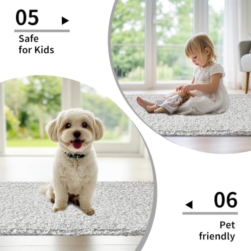 Disolla Grey & White Bathroom Runner Rug 24x59, Soft Plush Large Bath Mat - Image 6