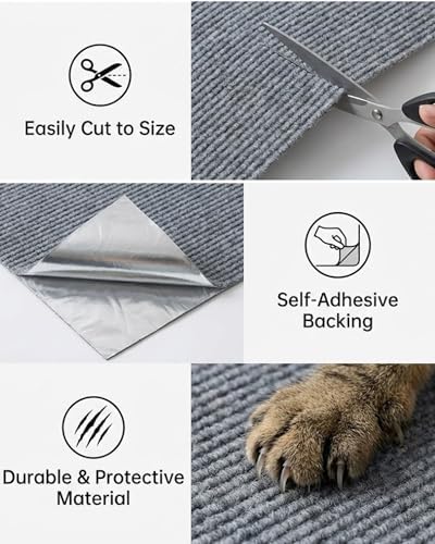 Corner & Wall Cat Scratch Mat, Self-Adhesive Trimmable Cat Scratcher, Wall - Image 3