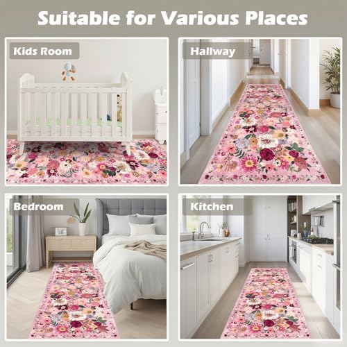 Pink Rug for Hallways Kitchen Runner Rug 2x8 - Image 3