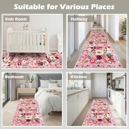 Pink Rug for Hallways Kitchen Runner Rug 2x8 - Image 3