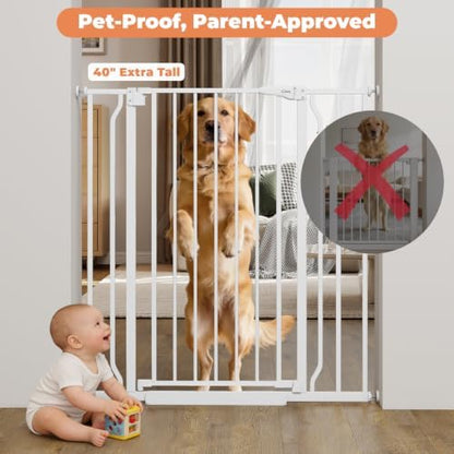 40" Extra Tall Baby Gate No Drilling, Auto Close Dog Gate - Image 2