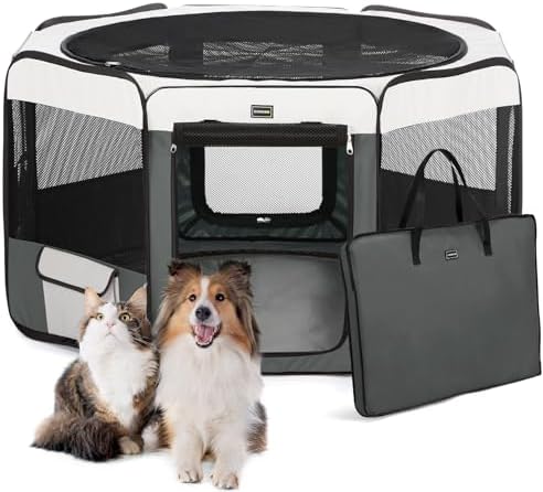 DONORO Dog Playpen Portable Pet Play Pens by DONORO