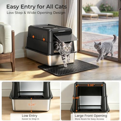 URPOWER XL Stainless Steel Cat Litter Box - Image 6