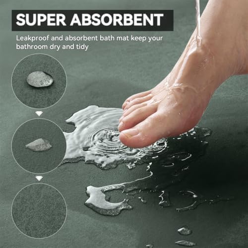 MontVoo -Bath Mat Rug-Rubber Backing Non Slip Quick Dry Absorbent Thin Bathroom - Image 3