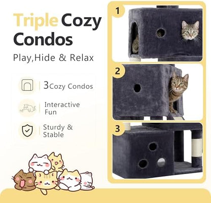 Heybly Cat Tree, 74-Inch Streamlined Cat Tower - Image 2