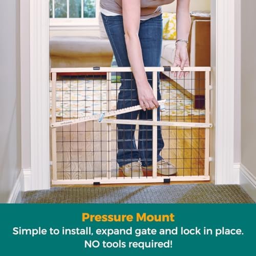 MYPET Wire Mesh Dog Gate: 26.5"-42" Wide Pressure Mounted - Image 3