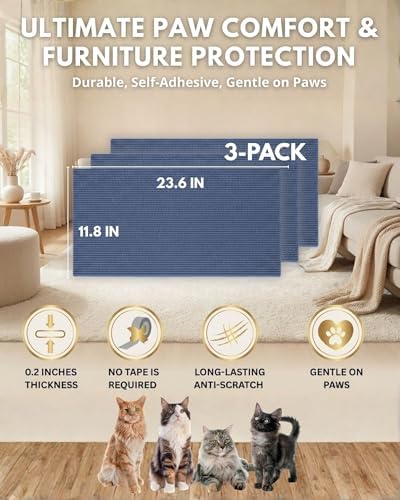 Corner & Wall Cat Scratch Mat, Self-Adhesive Trimmable Cat Scratcher, Wall - Image 6