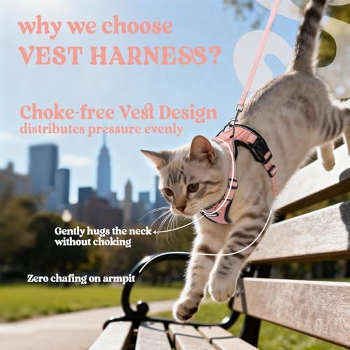 rabbitgoo Cat Harness and Leash Set, Escape Proof Vest, Light Salmon Pink - Image 3