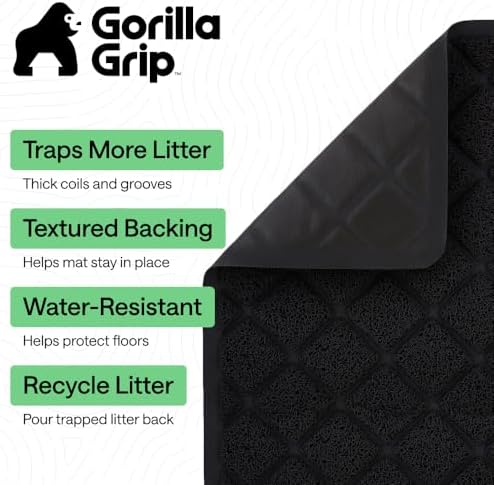 GORILLA GRIP Cat Litter Box Mat, Coiled Mesh Trapping Mats, 24x17 Black - Image 2