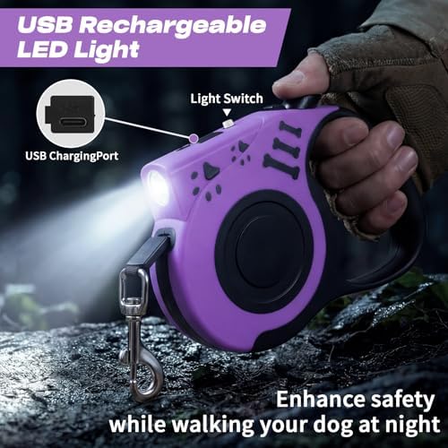 Retractable Dog Leash with USB Rechargeable Flashlight - Image 2