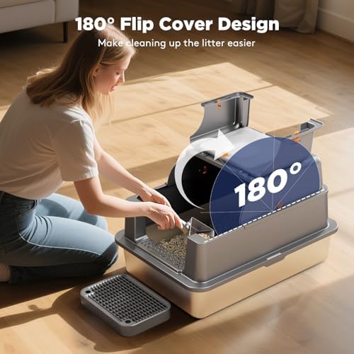 FURTIME XXXL Extra Large Enclosed Stainless Steel Litter Box - Image 3