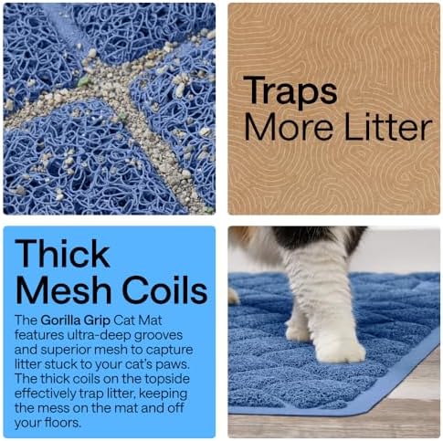 GORILLA GRIP Cat Litter Box Mat, Coiled Mesh Trapping Mats, 35x23 Navy - Image 3