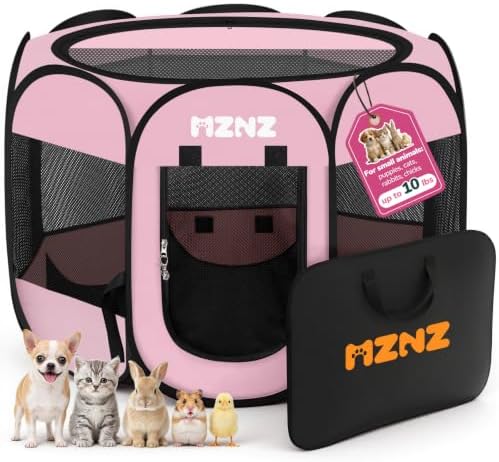 Dog Cat Small Animal Puppy Playpen Crate, Whole Pink by MZNZ