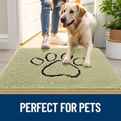 OLANLY Dog Door Mat for Muddy Paws 30x20, Paw Print Design Chenille Mud Mat - Image 6
