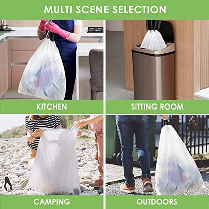 Teivio 15 Gallon 60 Counts Strong Tall Kitchen Drawstring Trash Bags, Medium - Image 4