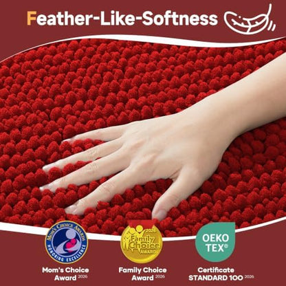 Ophanie Red Toilet Rugs U-Shaped 24x20, Soft Chenille Contour Bath Mat - Image 3
