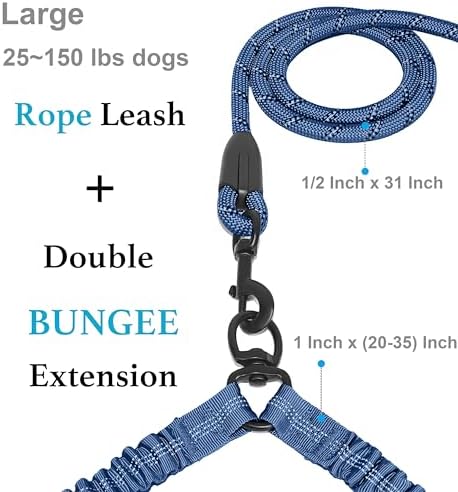 iYoShop Double Dog Leash, 360° Swivel, No Tangle, True Navy - Image 2