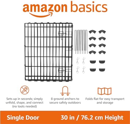 Amazon Basics Portable Foldable Octagonal Metal Exercise Dog Playpen, - Image 3
