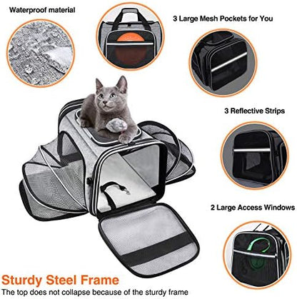 TSA Airline Approved Soft Sided Pet Carrier Top Loading 4 Side Expandable Large - Image 4