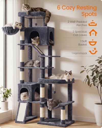 Feandrea Large Cat Tree, 79.5" Tall Sturdy Cat Tower - Image 3