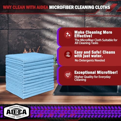 AIDEA Microfiber Cleaning Cloth Blue-50PK, Microfiber Towels - Image 2