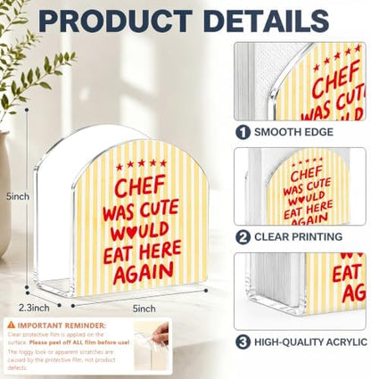 Cute Chef Print Acrylic Napkin Holder - Image 2