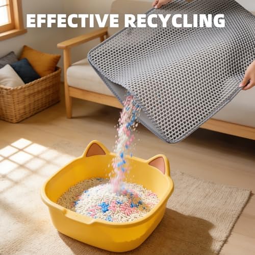 Cat Litter Mat 24x30 Inches, Honeycomb Double Layer Litter Trapping Mat - Image 5