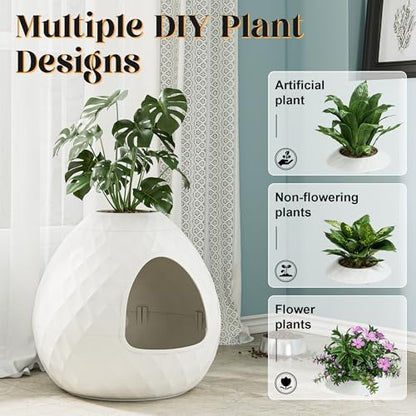 Egg-Shaped Hidden Plant Litter Box, Cat Litter Box Enclosure - Image 3