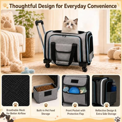 Foldable Rolling Pet Carrier Airline Approved - Image 3