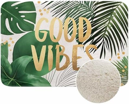 Good Vibes Gold Word Bath Rugs Microfiber Bathroom Mat Soft Plush Shaggy Shower by Unknown