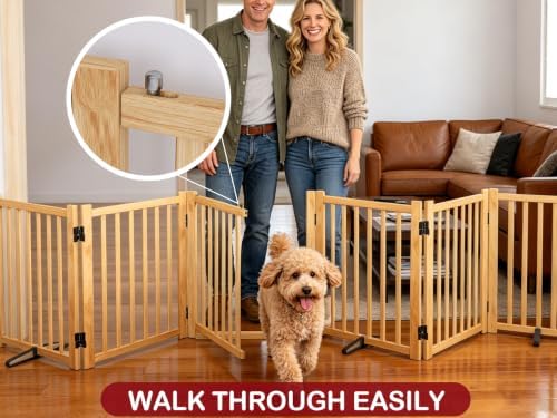 Wooden Freestanding Folding Dog Gate Indoor - Image 4