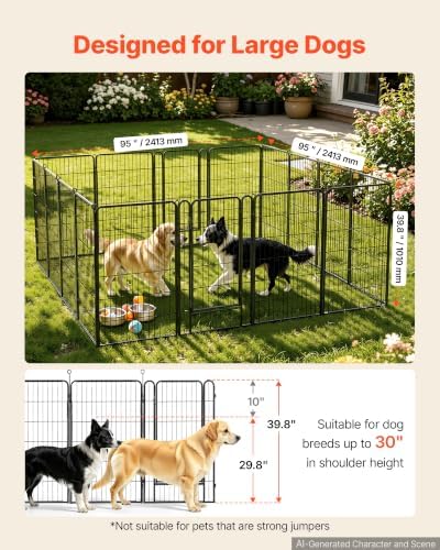 VEVOR Dog Playpen 40 Inch 16 Panels Foldable Metal Exercise Pen Pet Fence - Image 2