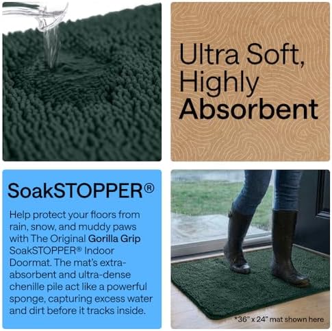 GORILLA GRIP SoakSTOPPER Dog Door Mat, Machine Wash and Dry, 48x30 Green - Image 4