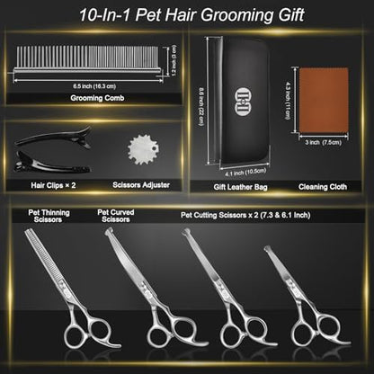 CIICII Dog Grooming Scissors Kit, 7 Inch Safety Pet Cat Shears Set - Image 7