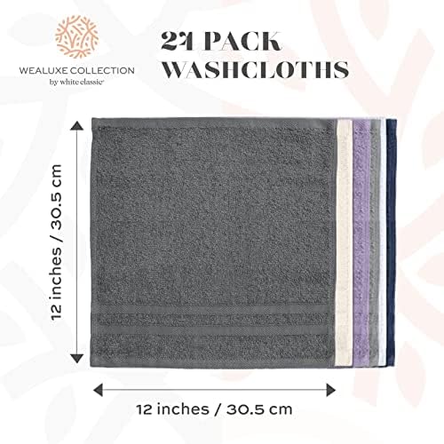 White Classic Wealuxe Multi Washcloths 24 Pack - Image 5