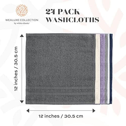 White Classic Wealuxe Multi Washcloths 24 Pack - Image 5